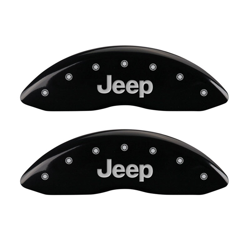 MGP Caliper Covers 2 Logo - MGP Front set 2 Caliper Covers Engraved Front JEEP Black finish silver ch