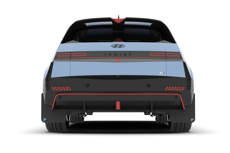 RAL UR Blk Flap/Blue Logo - Rally Armor 2025 Hyundai Ioniq 5 N Black UR Mud Flap Light Blue Battery Logo