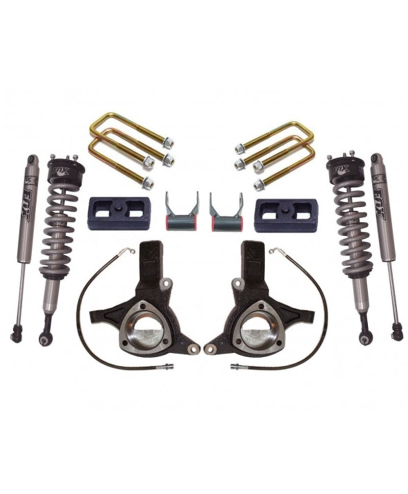 MXT Coilover - FOX 2.0 Perf - MaxTrac 07-16 GM C1500 2WD w/Cast Steel Susp. 7in/4in MaxPro Elite Spindle Lift Kit w/FOX Shocks