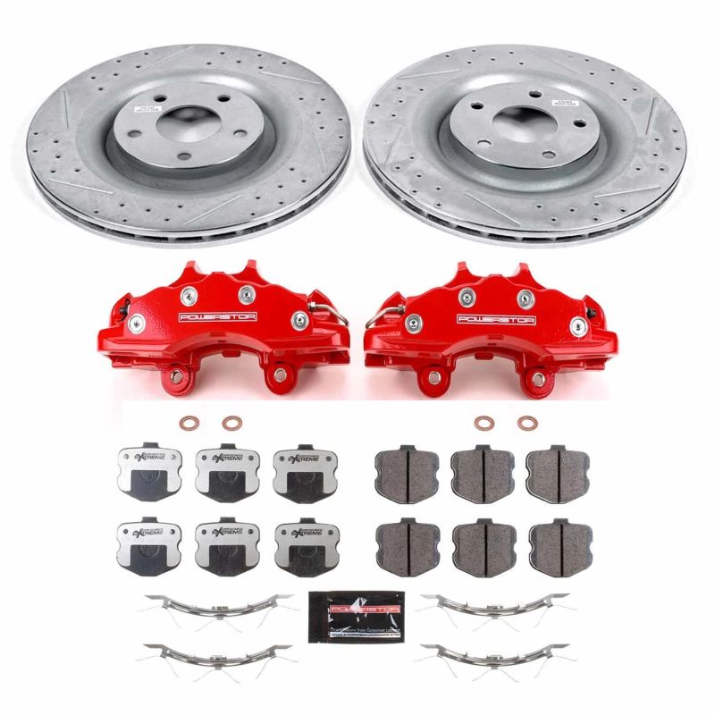 PSB Red Calipers - Power Stop 06-13 Chevrolet Corvette Front Z26 Street Kit w/Cals