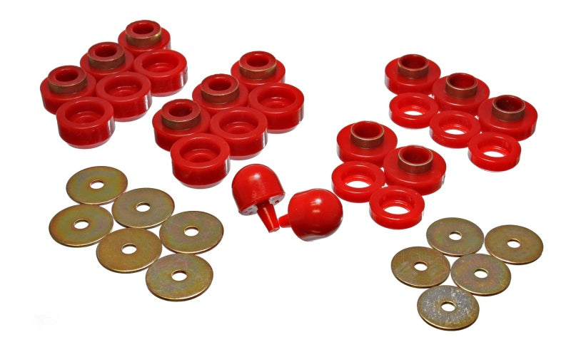 ES Body Mounts - Red - Energy Suspension 97-06 Jeep Wrangler YJ & TJ Red Body(cab) Mount Set