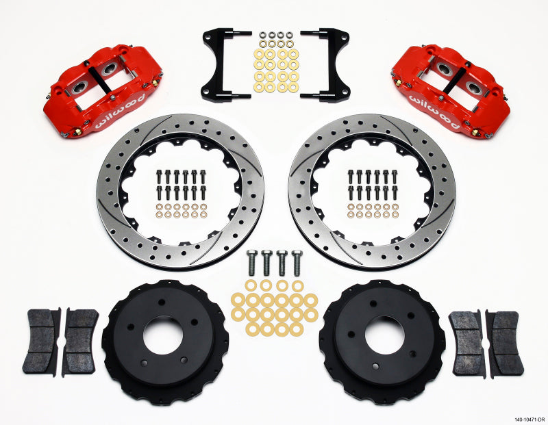 WIL Superlite Brake Kit - Wilwood Narrow Superlite 4R Rear Kit 12.88in Drilled Red 65-82 Corvette C2/C3