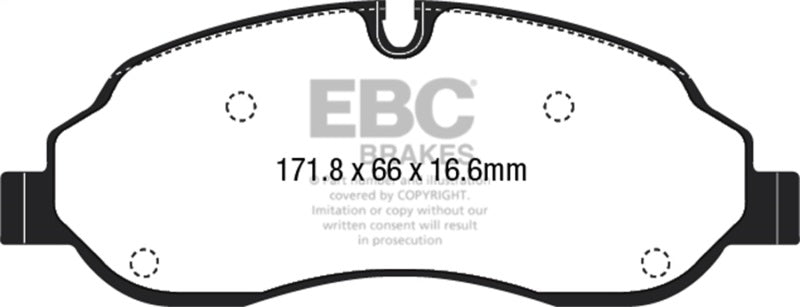EBC Ultimax2 Brake Pad Sets - EBC 15+ Ford Transit 2.2 TD Ultimax2 Front Brake Pads