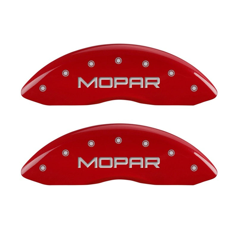 MGP Caliper Covers 2 Logo - MGP Front set 2 Caliper Covers Engraved Front MOPAR Red finish silver ch