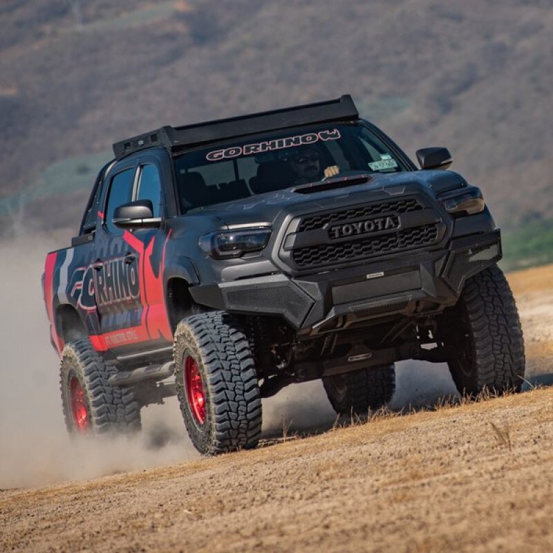 GOR Element Bumper - Go Rhino 16-21 Tacoma Element Front Bumper w/ Power Actuated Hide-away Light Bar Mount Tex Black