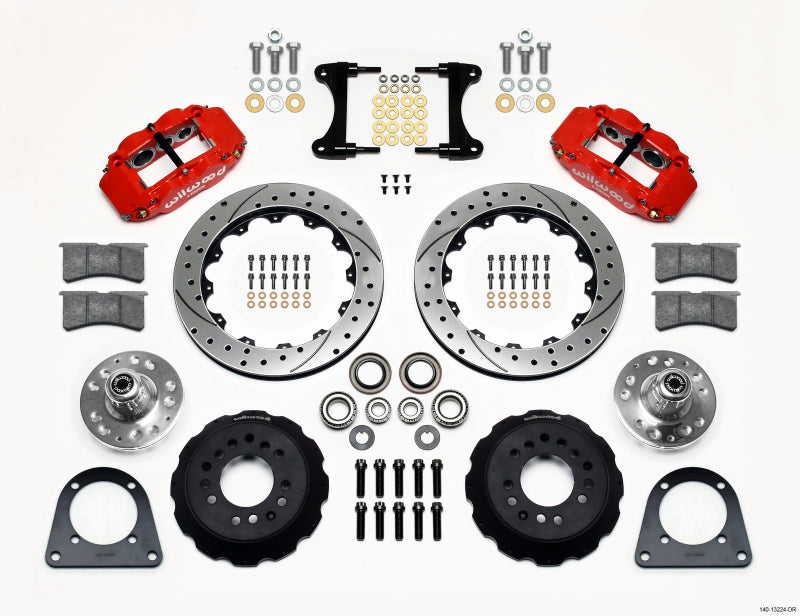 WIL Superlite Brake Kit - Wilwood Narrow Superlite 6R Front Hub Kit 12.88in Drill Red TCI-IFS 71-78 (Pinto Based)