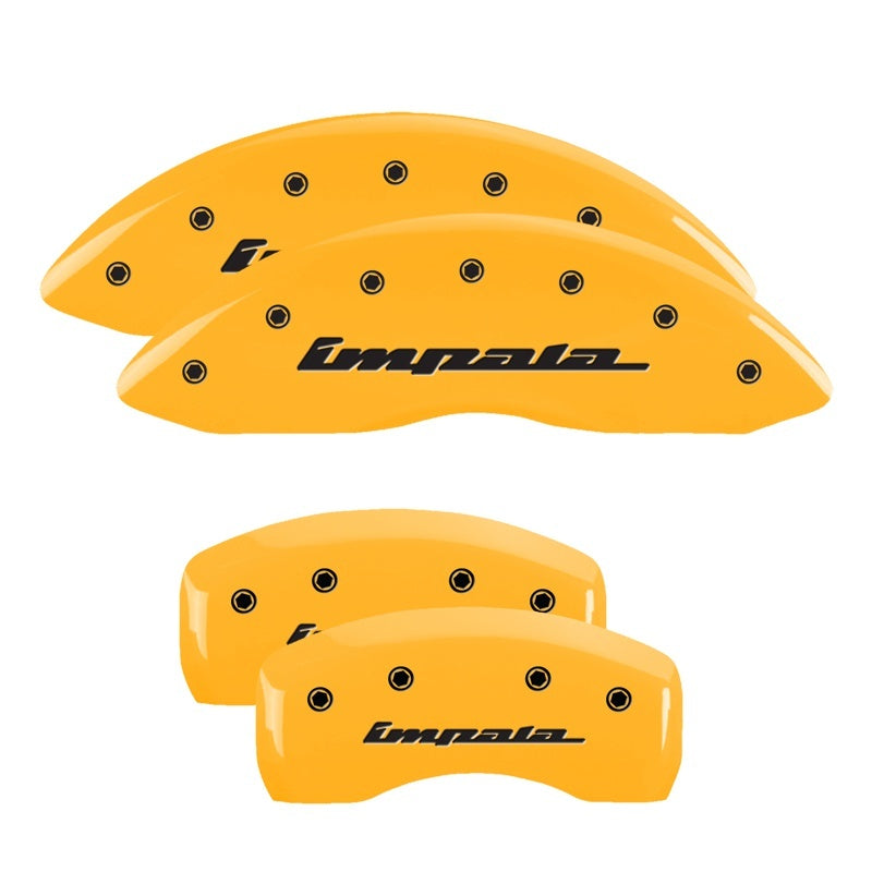 MGP Caliper Covers 4 Logo - MGP 4 Caliper Covers Engraved Front & Rear Impala Yellow finish black ch