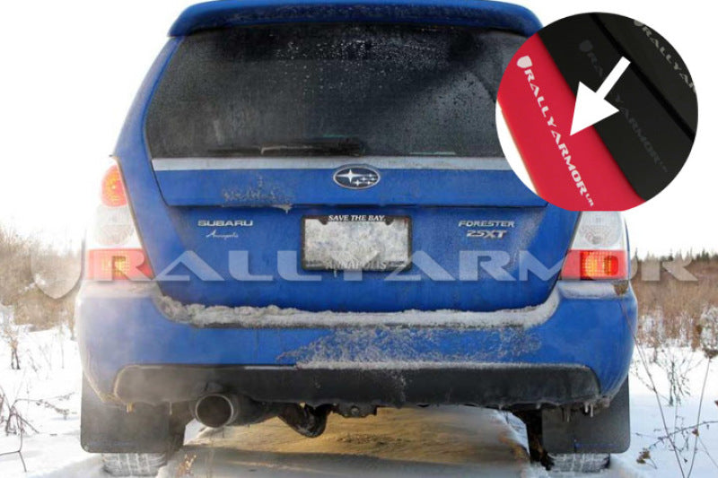 RAL UR Red Flap/Wht Logo - Rally Armor 03-08 Subaru Forester Red UR Mud Flap w/ White Logo