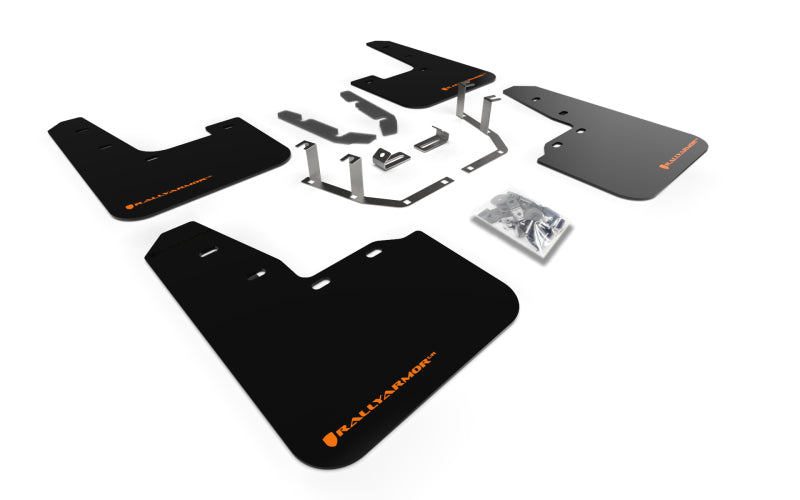 RAL UR Blk Flap/Orange Logo - Rally Armor 18-23 Ford Fiesta ST MK8 Black UR Mud Flap w/Orange Logo
