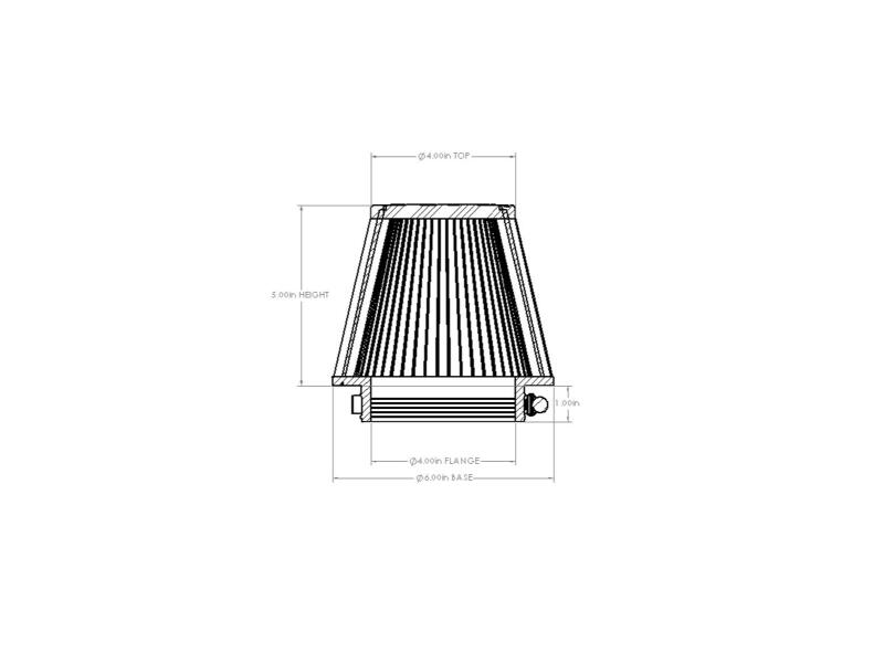 AFE Universal D2 Dura Dry Air Filter - aFe POWER Universal Clamp-On Air Filter w/ D2 Dura-Dry Media - 4in F x 6in B x 4in T x 5in H