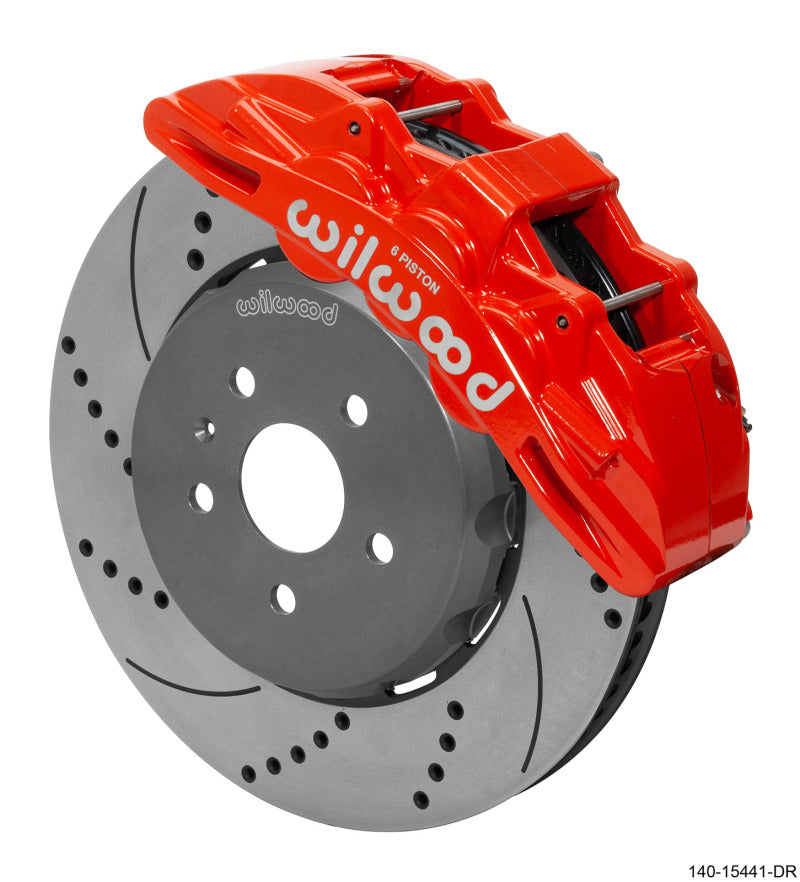 WIL SX6R Brake Kit - Wilwood SX6R Front Brake Kit 15in SRP Drilled/Slotted Rotor - Red