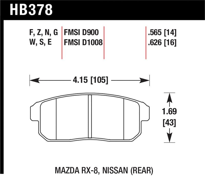 HAWK DTC-60 Brake Pad Sets - Hawk Mazda RX-8 / Nissan Track DTC-60 Race Rear Brake Pads