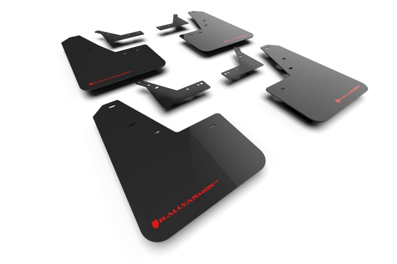 RAL UR Blk Flap/Rd Logo - Rally Armor 21-25 Dodge Ram 1500 TRX Black UR Mud Flap - Red Logo