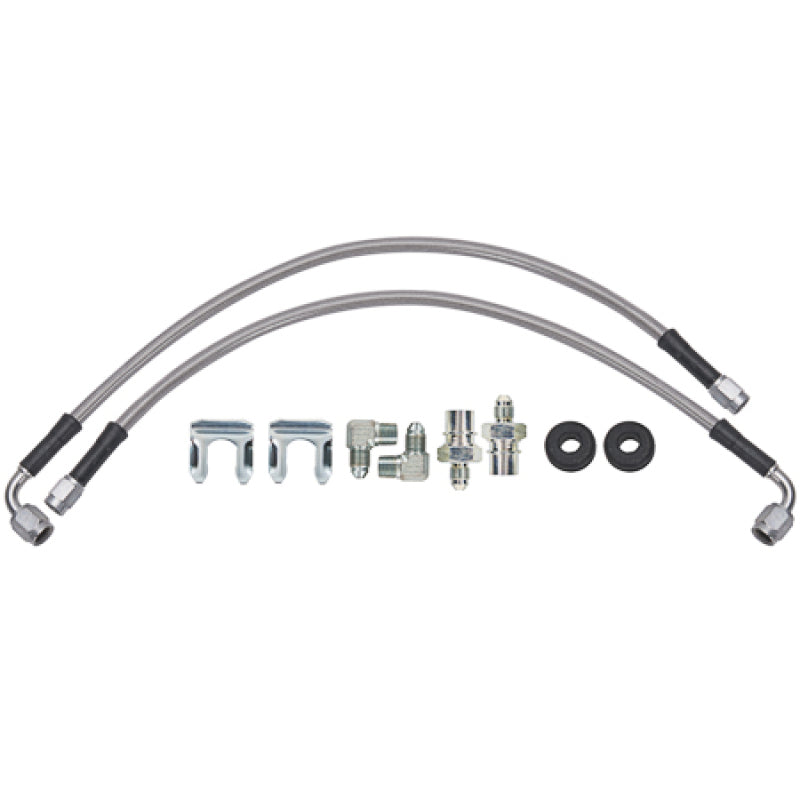 WIL Flexline Brake Hose - Wilwood 16in OAL Flexline -3 Hose to M10 x 1.00 to -3 Female Outlet 90 DEG 1/8 NPT