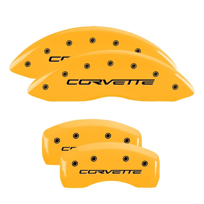 MGP Caliper Covers 4 Logo - MGP 4 Caliper Covers Engraved Front & Rear C6/Corvette Yellow finish black ch