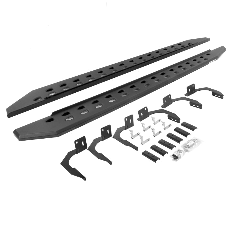 GOR RB20 Slim Running Boards - Go Rhino 10-22 Ram 2500/3500HD Crew Cab 4DR RB20 Slim Running Boards Kit (Incl. Brackets) - Tex. Blk
