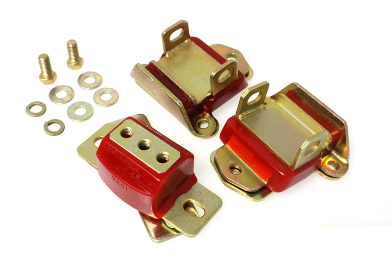 ES Eng/Trans Combo Kit - Red - Energy Suspension 67-72 Camaro/64-72 Chevelle/63-82 Corvette Red Zinc 2 Engine & 1 Trans Mount Set