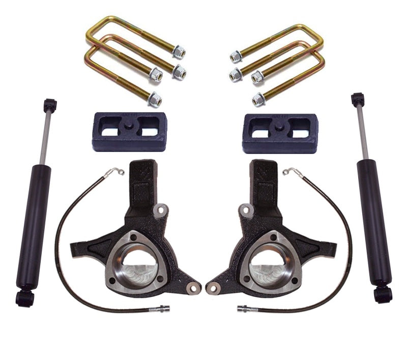 MXT Lift Spindles - MaxTrac 16-18 GM C1500 2WD w/Stamped Steel Susp. 5in/3in MaxPro Spindle Lift Kit w/MaxTrac Shocks