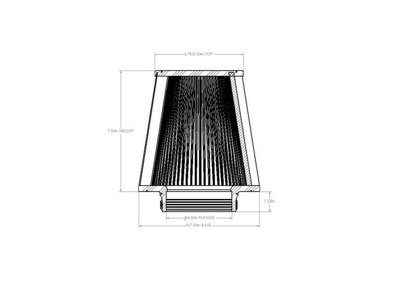 AFE Universal D2 Dura Dry Air Filter - aFe Magnum FORCE Intake Rplacmnt Filter D2 Dura-Dry 4in Fx(9x7-1/2)in Bx(6-3/4x5-1/2)in Tx7-1/2in H