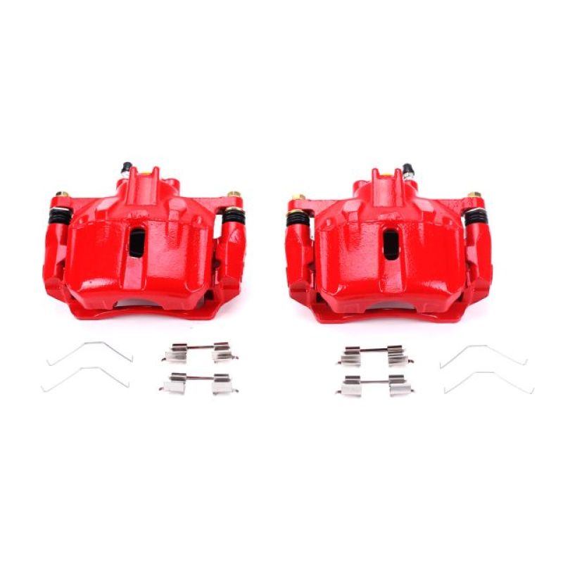 PSB Red Calipers - Power Stop 12-15 Honda Civic Front Red Calipers w/Brackets - Pair