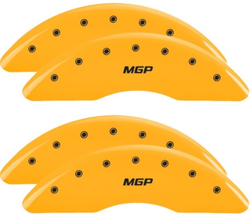 MGP Caliper Covers 4 Standard - MGP 4 Caliper Covers Engraved Front & Rear 2019+ Ram 2500/3500 Yellow Finish Black MGP Logo