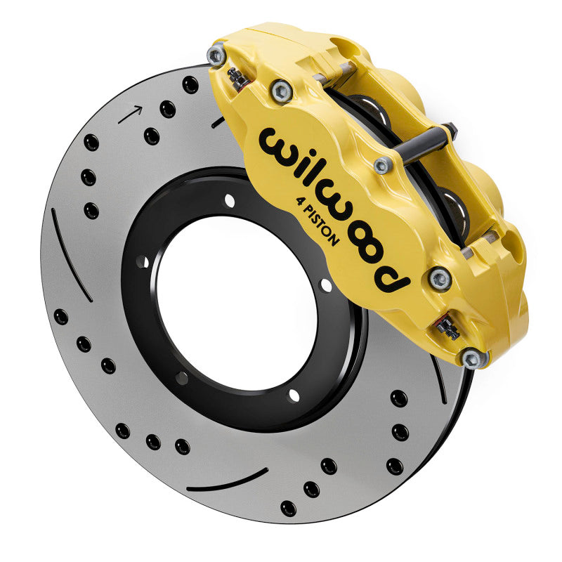 WIL Superlite Brake Kit - Wilwood 69-83 Porsche 911 Front Superlite Brake Kit 3.5in MT Drilled & Slotted - Yellow