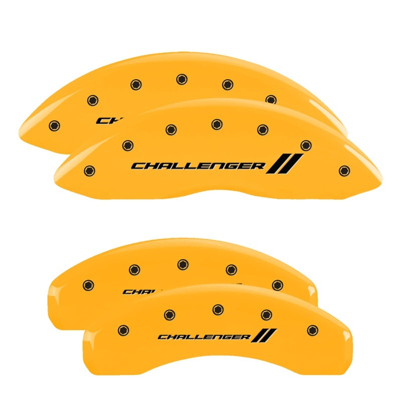 MGP Caliper Covers 4 Logo - MGP 4 Caliper Covers Engraved Front & Rear With stripes/Challenger Yellow finish black ch