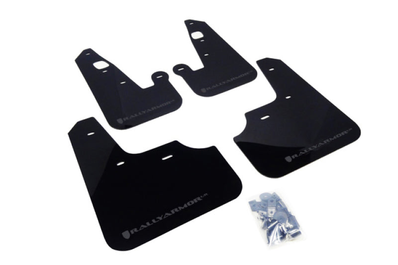 RAL UR Blk Flap/Grey Logo - Rally Armor 07-17 Mitsubishi Lancer Black UR Mud Flap w/ Grey Logo