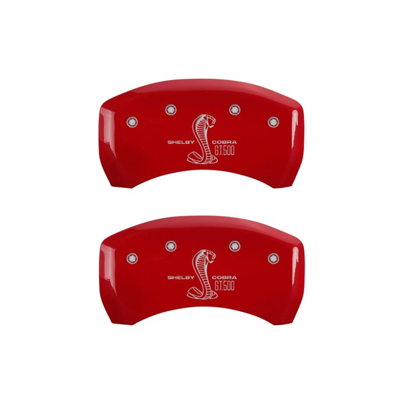 MGP Caliper Covers 2 Logo - MGP Rear set 2 Caliper Covers Engraved Rear GT500 Shelby & Cobra Red finish silver ch