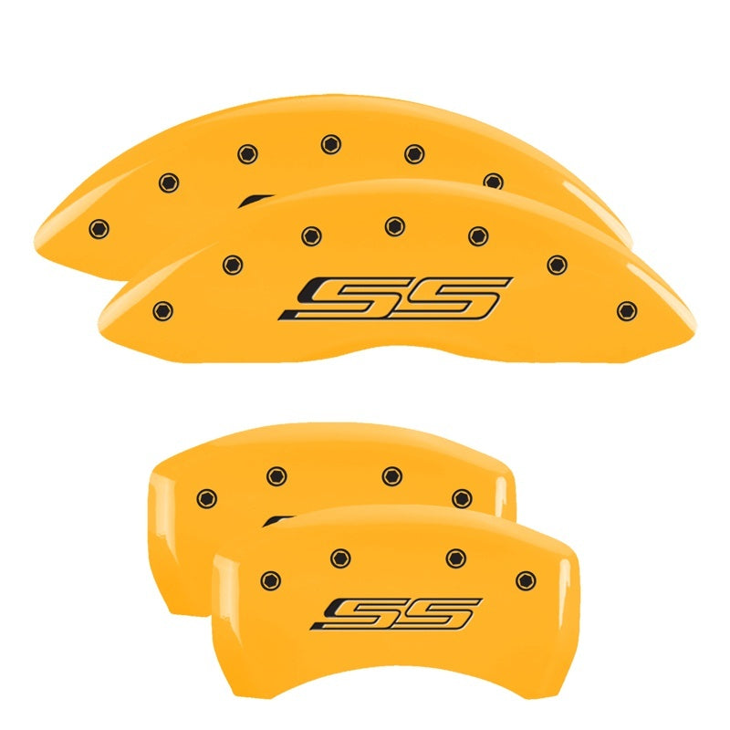 MGP Caliper Covers 4 Logo - MGP 4 Caliper Covers Engraved Front & Rear Gen 5/SS Yellow finish black ch