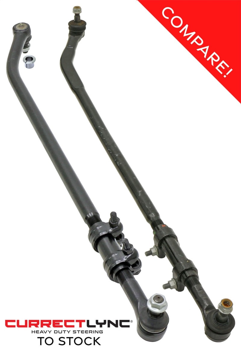 ROK Currectlync Steering Kits - RockJock JK Currectlync Steering Sys. w/Flipped Drag Link 1.65in Dia. Tie Rod 1.3in Dia. w/Hardware