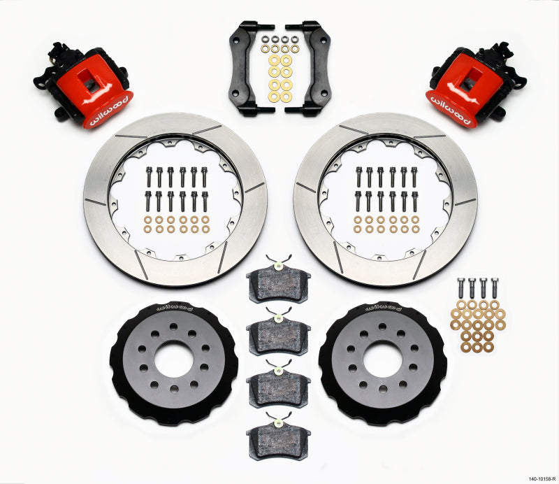 WIL Parking Brake Brake Kit - Wilwood Combination Parking Brake Rear Kit 12.88in Red Mustang 94-04