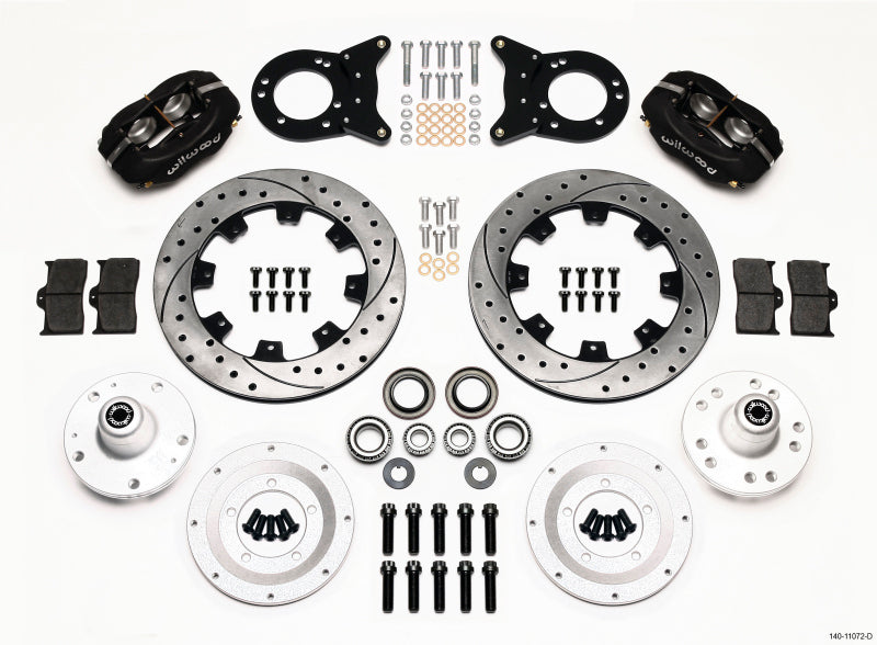 WIL Dynalite Brake Kit - Wilwood Forged Dynalite Front Kit 12.19in Drilled 1965-1969 Mustang Disc & Drum Spindle