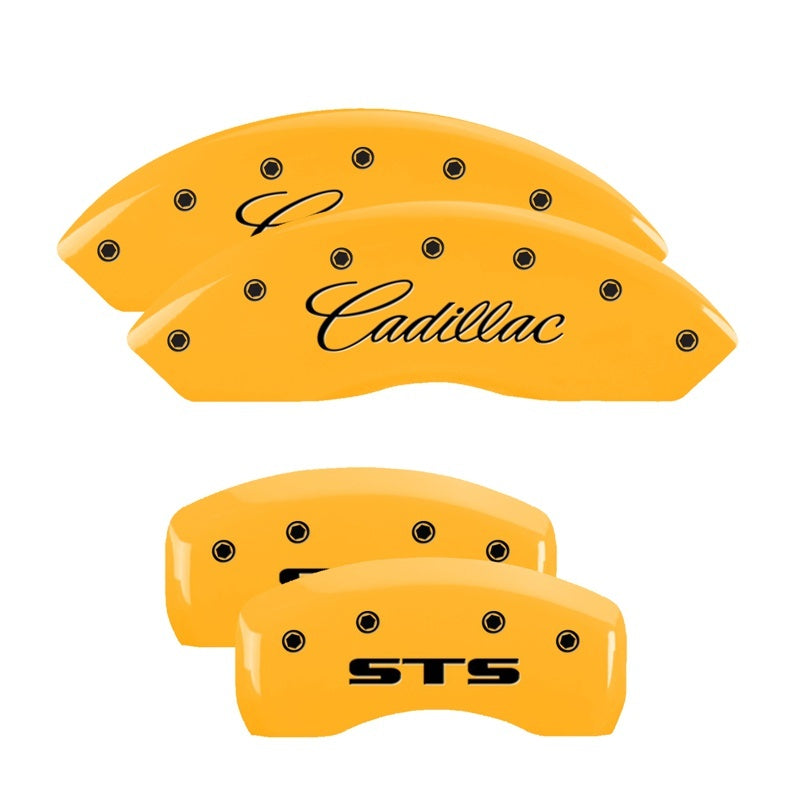 MGP Caliper Covers 4 Logo - MGP 4 Caliper Covers Engraved Front Cadillac Rear STS Yellow Finish Black Char 2007 Cadillac STS
