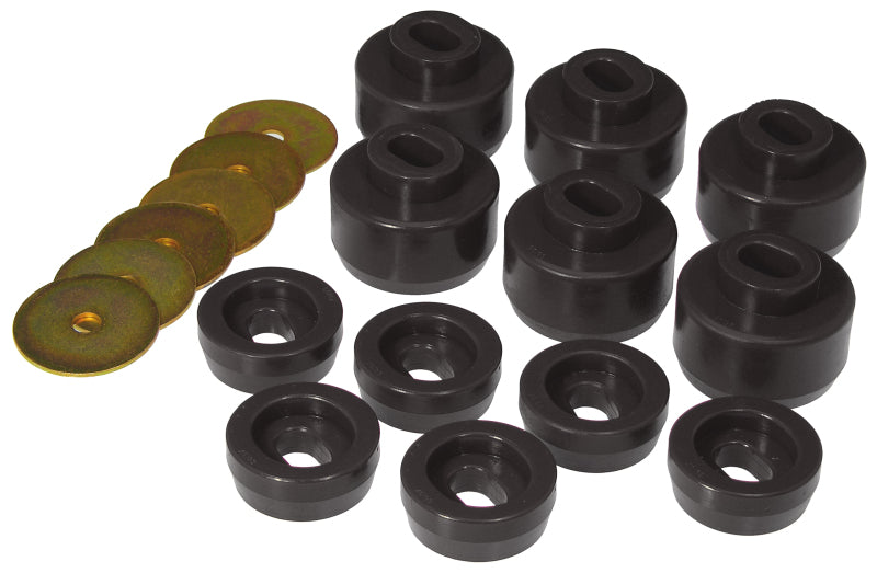 PRO Body/Subframe Bush - Blk - Prothane 07-14 Chevy Silverado Body Mount 12 Bushing Kit - Black