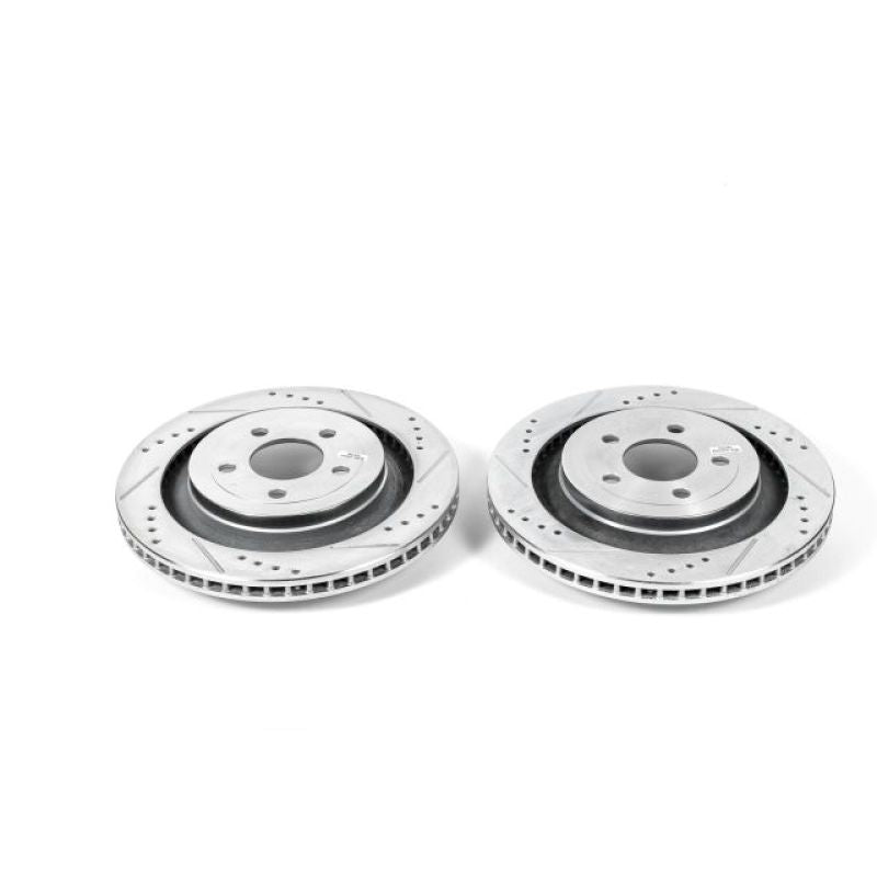 PSB Evolution Drill/Slot Rotor - Power Stop 15-19 Ford Mustang Rear Evolution Drilled & Slotted Rotors - Pair
