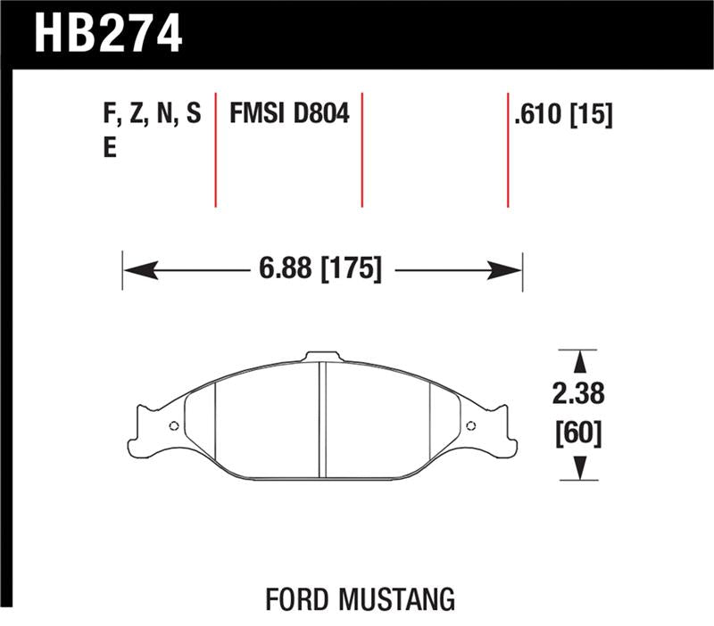HAWK HPS 5.0 Brake Pad Sets - Hawk 1999-2004 Ford Mustang Base 3.8 HPS 5.0 Front Brake Pads