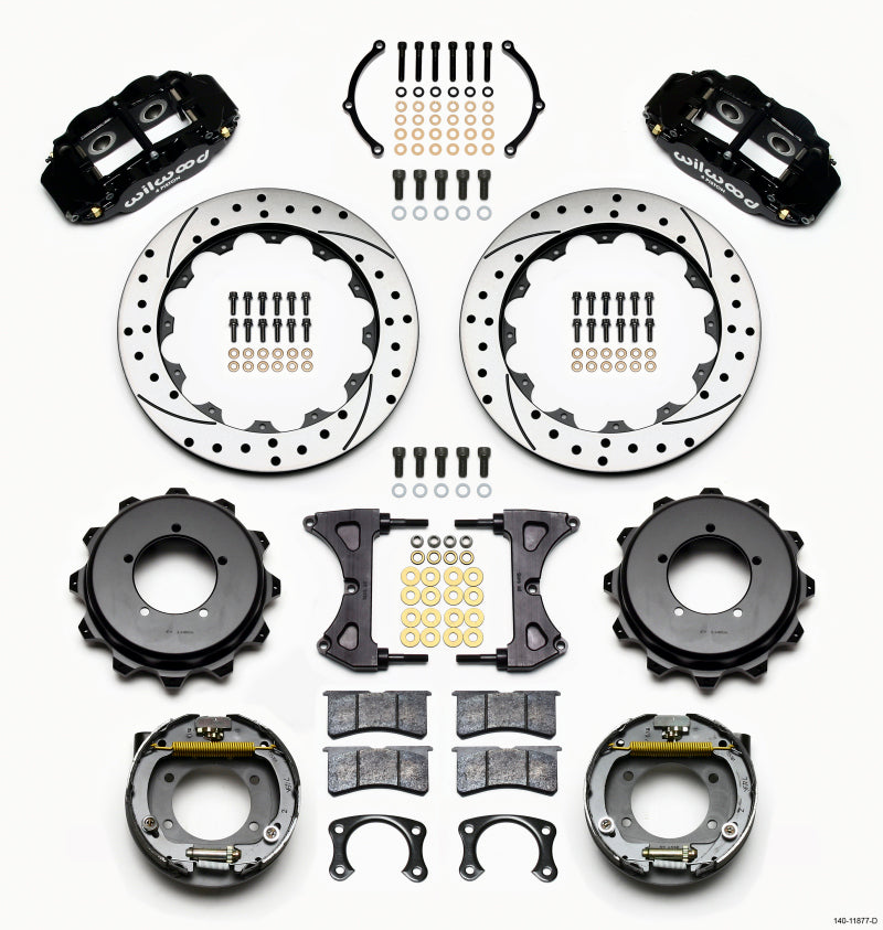 WIL Superlite Brake Kit - Wilwood Narrow Superlite 4R Rear Kit 12.88in Drilled Speedway Eng Floater w/ New Style End