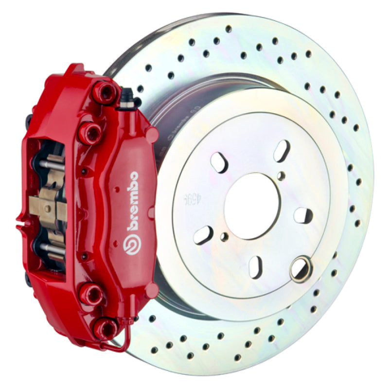 BRB Big Brake Kits - Brembo 66-89 911S/SC/Carrera Rear GT BBK 4 Piston Cast 2pc 309x28 1pc Rotor Drilled-Red