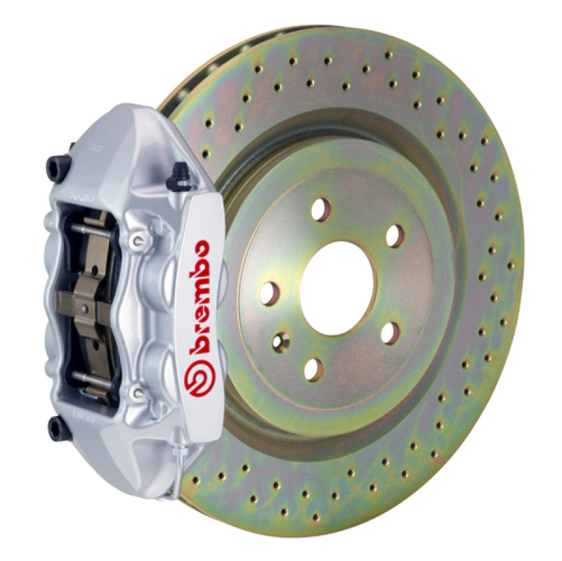 BRB Big Brake Kits - Brembo 10-15 Camaro V6 Rear GT BBK 4 Piston Cast 365x28 1pc Rotor Drilled-Silver