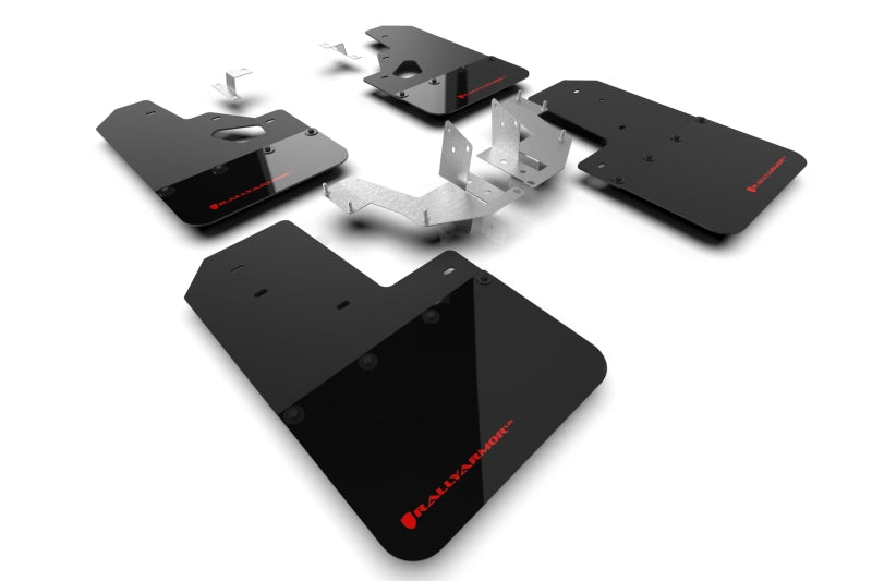 RAL Hybrid Blk Flap/Red - Rally Armor 21-25 Ford Bronco (Plstc Bmpr + RR - NO Rptr/Sprt) Blk Mud Flap w/Red Logo