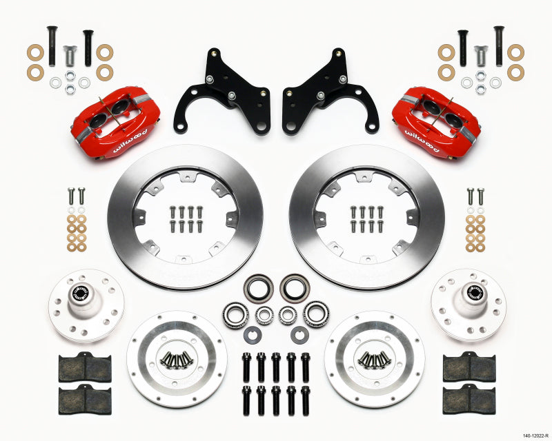 WIL Dynalite Brake Kit - Wilwood Forged Dynalite Front Kit 12.19in Red 65-68 Chevy Impala -Drum Spindle