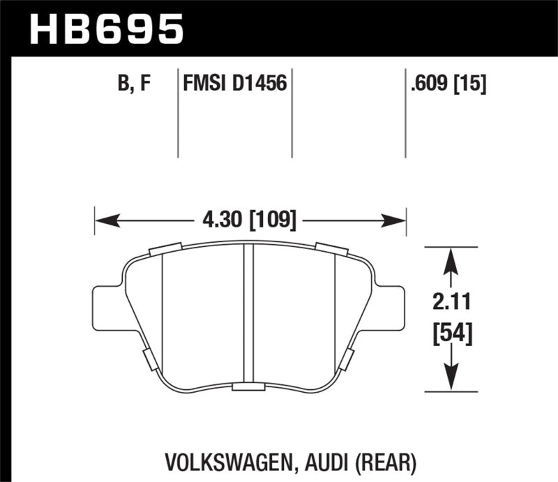 HAWK HPS Brake Pad Sets - Hawk 12 Audi A3 / 11-12 VW Golf GTI/Jetta S/Jetta SE/Jetta SEL/Jetta TDI HPS Street Rear Brake Pads