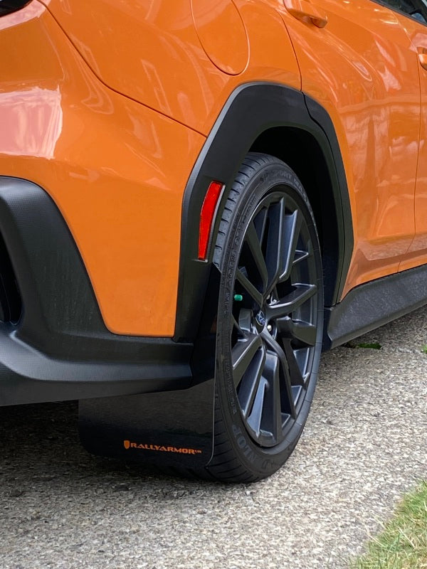 RAL UR Blk Flap/Orange Logo - Rally Armor 22-25 Subaru WRX Black UR Mud Flap w/Orange Logo