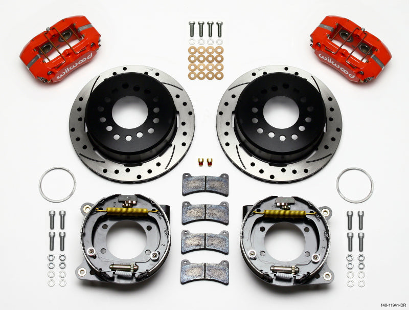 WIL Dynapro Brake Kit - Wilwood Dynapro Low-Profile 11.00in P-Brake Kit Drill-Red AMC 71-74 2.60in Offset