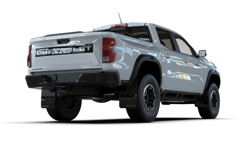 RAL UR Blk Flap/Wht Logo - Rally Armor 23-25 Chevy Colorado ZR2 Black Mud Flap - White Logo