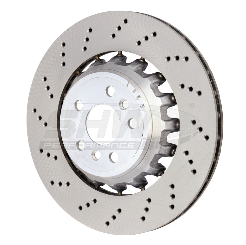 SHW Drilled Lightweight Rotors - SHW 2020+ BMW X3 M 3.0L Left Rear Cross-Drilled Lightweight Brake Rotor (34118054827)
