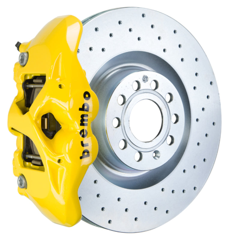 BRB Big Brake Kits - Brembo 07-15 TT 2.0T/07-15 TT 3.2L/09-15 TTS Fr GT BBK 4 Pist Cast 345x30 1pc Rotor Drilled- Yellow
