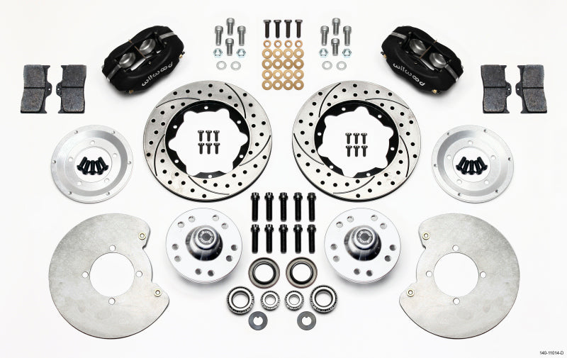 WIL Dynalite Brake Kit - Wilwood Forged Dynalite Front Kit 11.00in Drilled 37-48 Ford Psgr. 360 Plate Mount