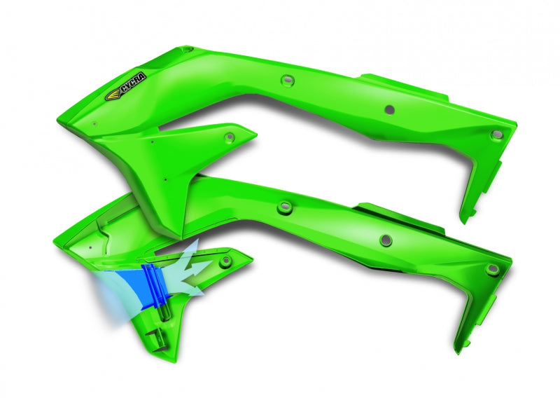 CYC Radiator Shroud - Cycra 16-18 Kawasaki KX450F Powerflow Radiator Shrouds - OEM Green